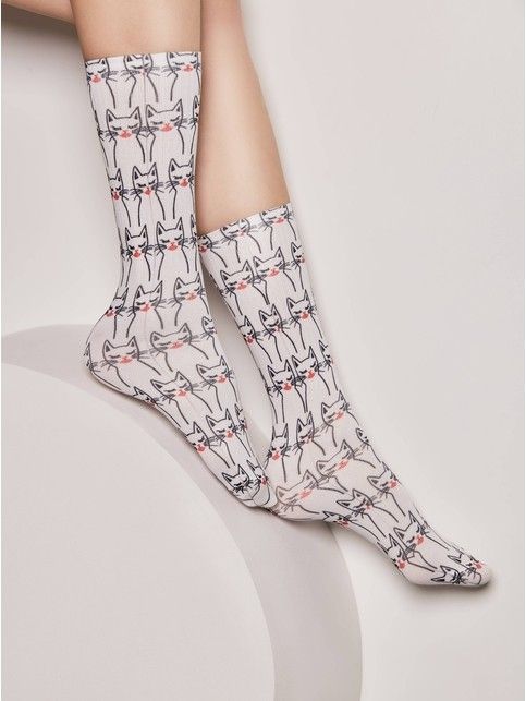Удлиненные носки из лимитированной коллекции с рисунками "Cat"