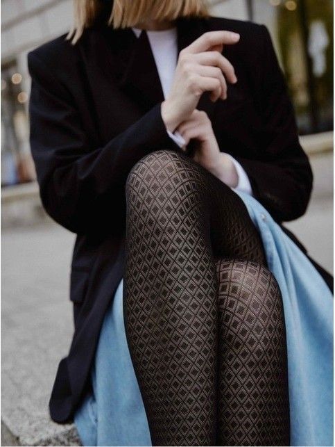 Женские плотные колготки в ромбы