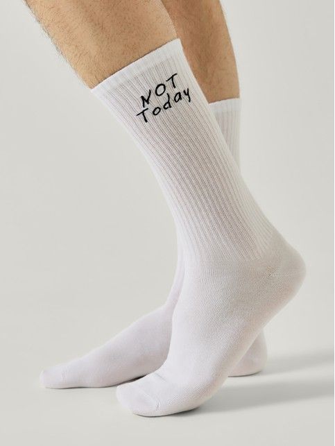 Удлиненные мужские носки в рубчик с вышивкой «Not today»