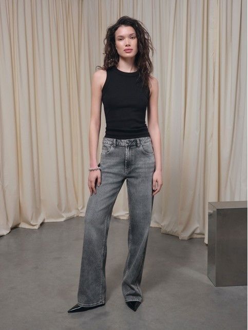 Джинсы straight в сером цвете с вискозой CON-796