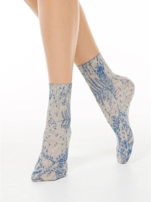 Носки с принтом FANTASY из смесовой пряжи с хлопком и льном, модель 260