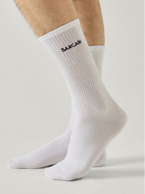 Удлиненные мужские носки в рубчик с вышивкой «Sarcasm»