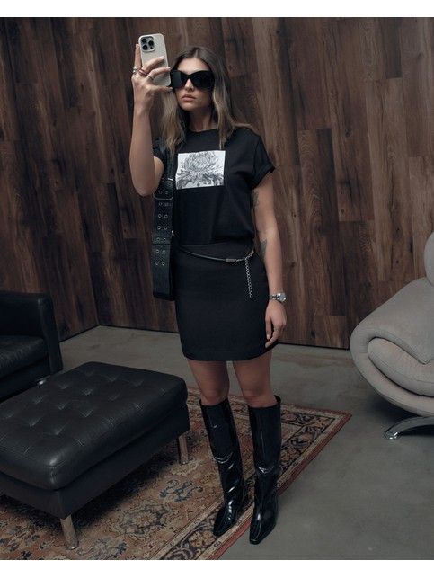 Футболка из хлопка Floriography с графическим принтом «Хризантема» LD 3470 - купить в интернет-магазине Conte