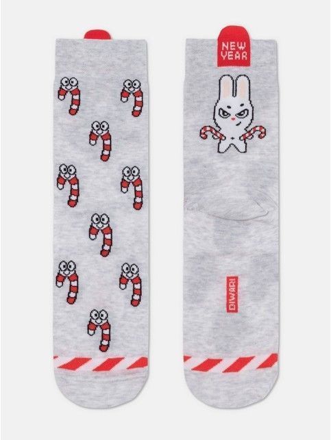 Новогодние мужские носки с рисунком «Карамельные тросточки»