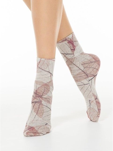 Носки с принтом FANTASY из смесовой пряжи с хлопком и льном, модель 255