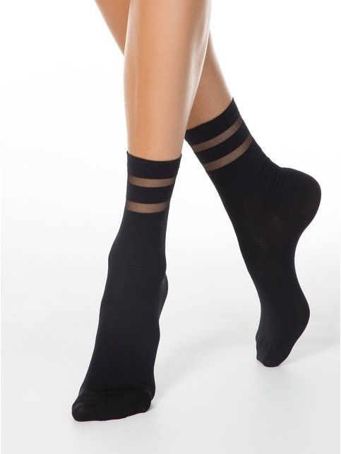 Носки с полосками из прозрачной сетки FANTASY