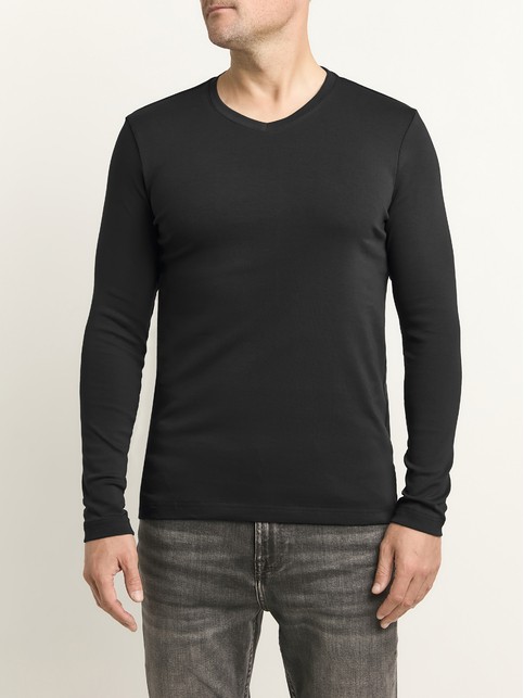 Лонгслив из хлопка с V-образным вырезом горловины BASIC MEN MD 4032 (пакет)