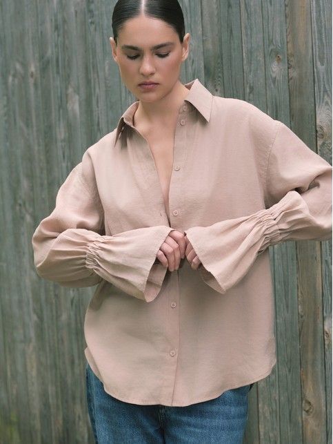 Рубашка из модала с воланами по низу рукавов LBL 3301