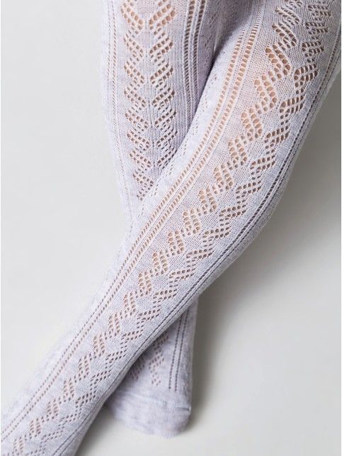 Ажурные светло-серые хлопковые колготки Miss