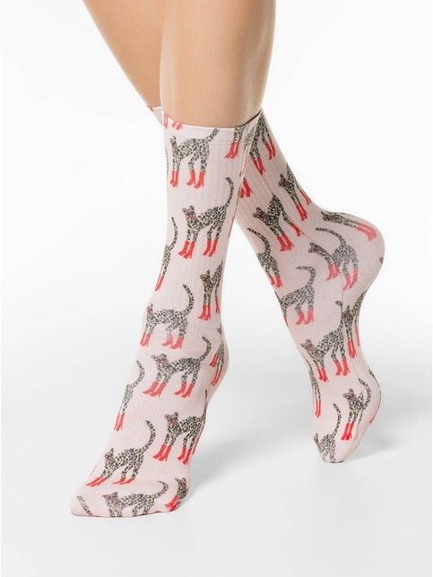 Удлиненные носки с хлопком «Stylish cat»