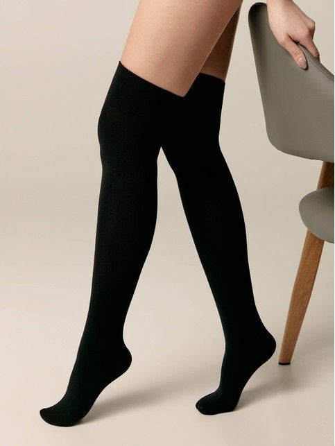 Женские черные плотные чулки