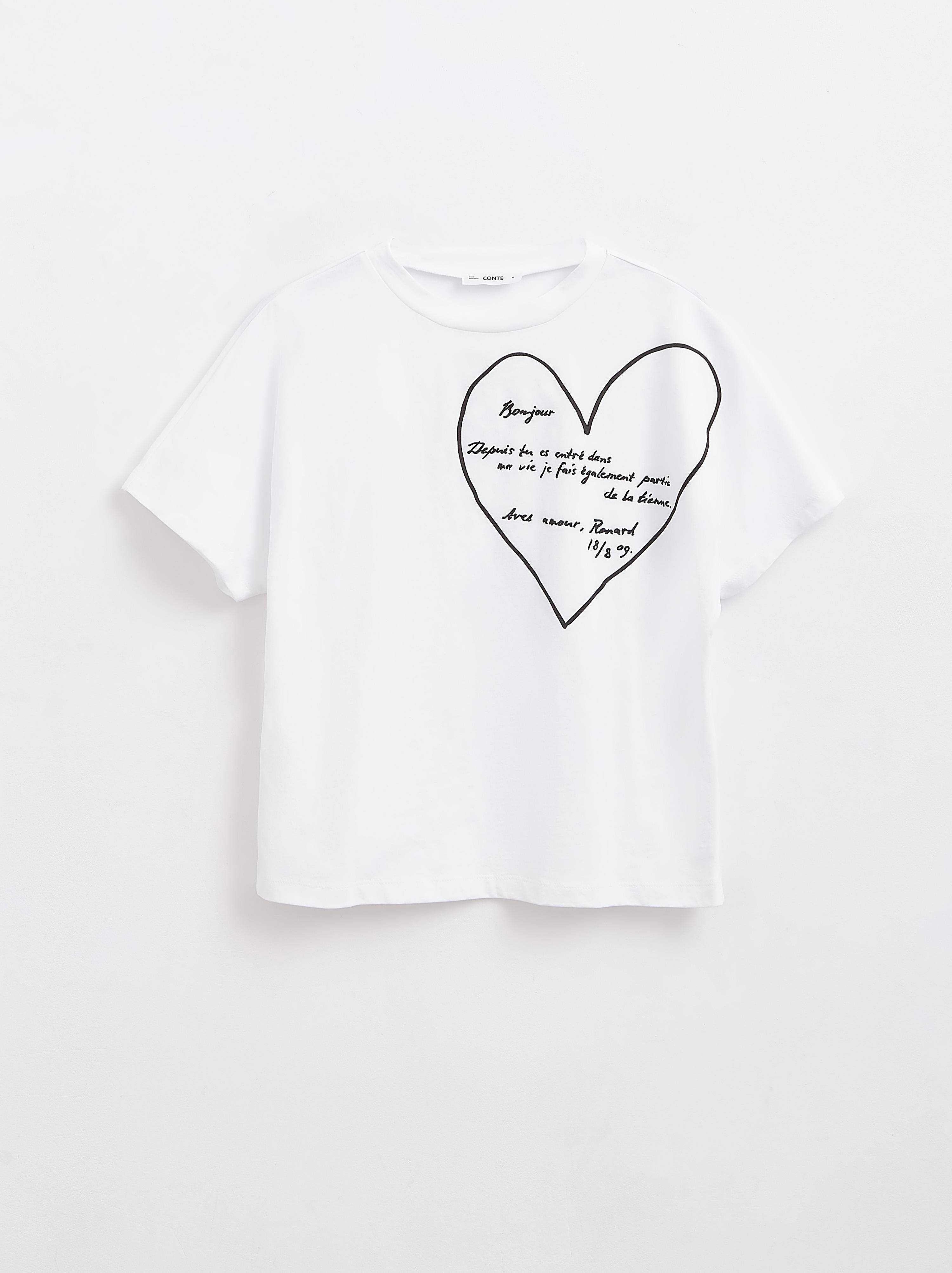 

Джемпер женский ⭐️ Футболка из хлопка с рисунком «Bonjour» LD 2141 ⭐️, White