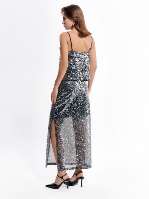 Топ с V-образным вырезом c пайетками на подкладке LTD 3151 Топ с V-образным вырезом c пайетками на подкладке LTD 3151 - купить в интернет-магазине Conte