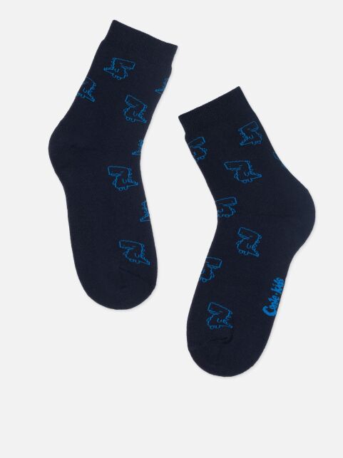 Махровые темно-синие носки SOF-TIKI с рисунком «Динозавры» - купить в интернет-магазине Conte