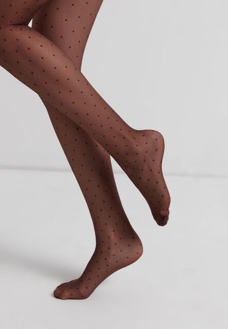 Колготки женские в горошек DOTS Lycra® шоколадного цвета - купить в интернет-магазине Conte