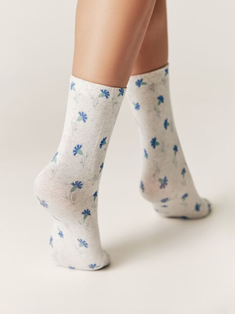 Носки из смесовой пряжи с хлопком и льном «Васильки» - купить в интернет-магазине Conte