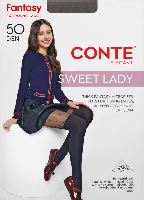Колготки с сердечками и имитацией гольфинов SWEET LADY - купить в интернет-магазине Conte