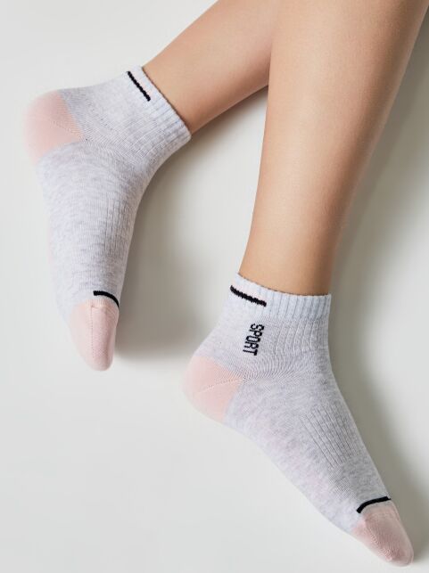 Короткие светло-серые спортивные носки ACTIVE lycra®, модель 957 - купить в интернет-магазине Conte