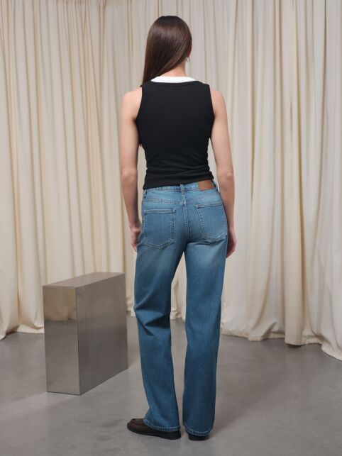 Синие джинсы straight с эффектом потёртостей СON-812 - купить в интернет-магазине Conte