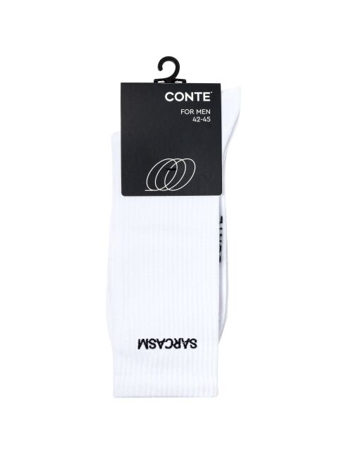 Удлиненные мужские носки в рубчик с вышивкой «Sarcasm» - купить в интернет-магазине Conte
