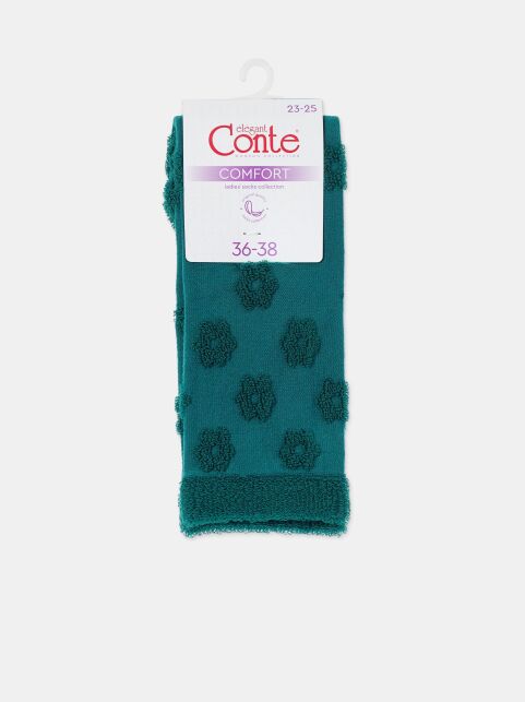 Махровые носки из хлопка с объемным рисунком «цветочки» COMFORT, модель 548 - купить в интернет-магазине Conte