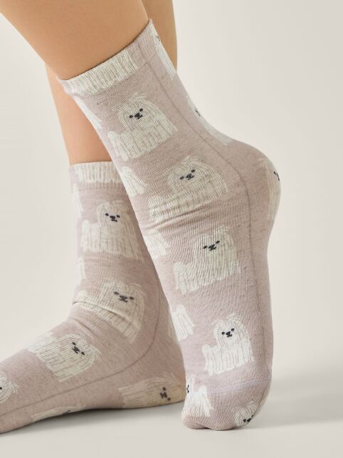 Носки со льном из лимитированной коллекции BEST FRIENDS «Мальтийская болонка» - купить в интернет-магазине Conte
