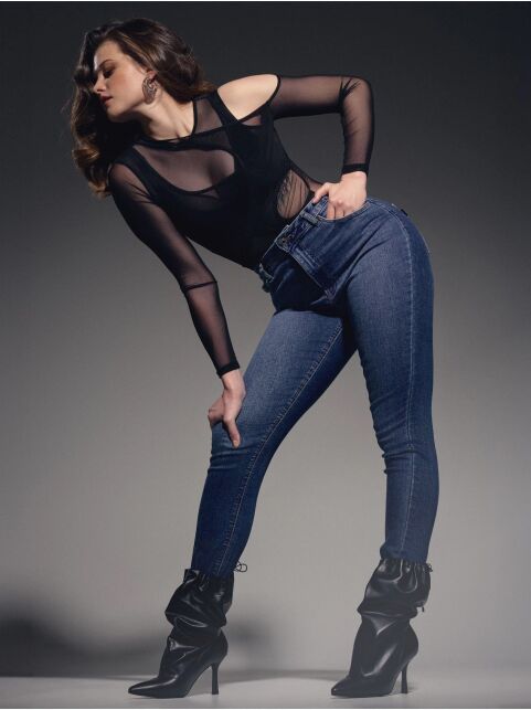 Классические джинсы size plus с высокой посадкой CON-604 - купить в интернет-магазине Conte