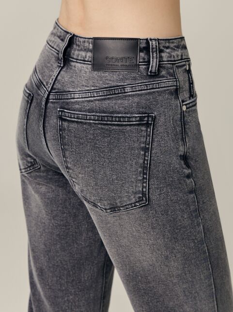 Джинсы straight оксидной варки с высокой посадкой и разрезами CON-682 - купить в интернет-магазине Conte
