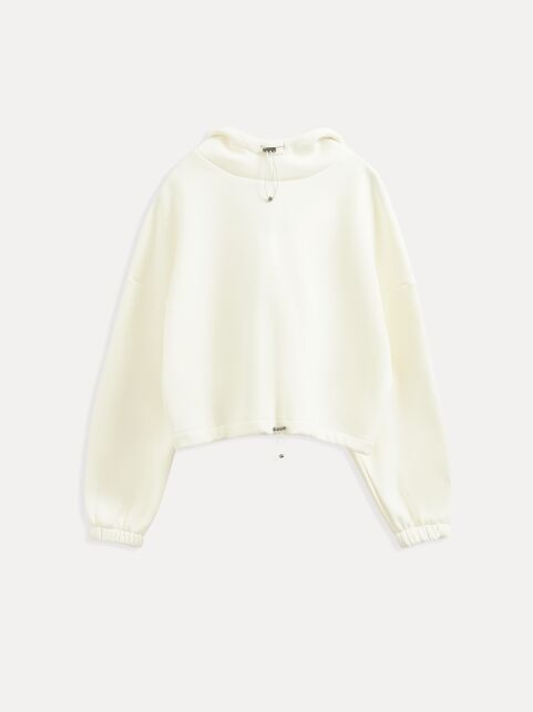 Укороченный джемпер из футера на флисе с капюшоном LD 3233 - купить в интернет-магазине Conte