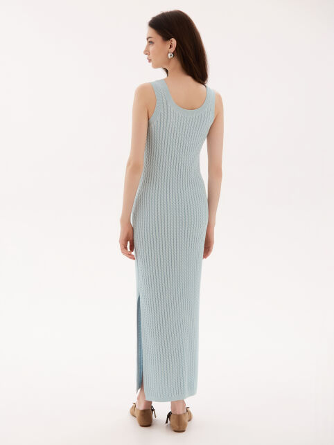 Платье-макси фактурного переплетения из пряжи с хлопком и модалом LDK2567 - купить в интернет-магазине Conte