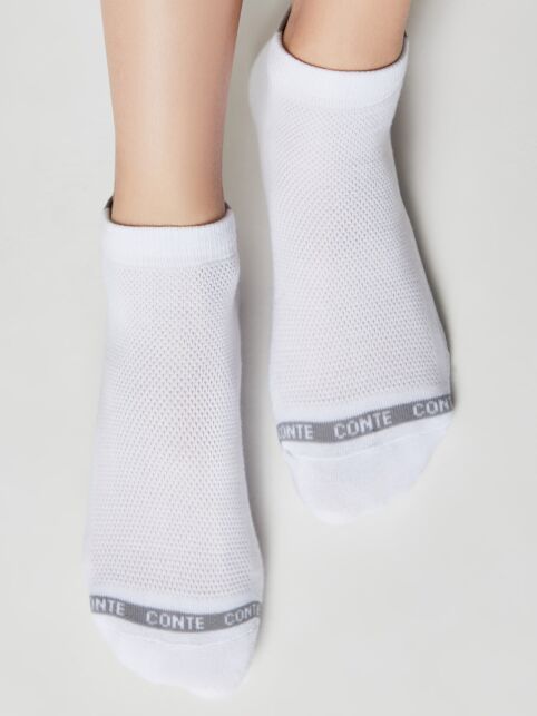 Короткие носки из хлопка с рисунком "сетка" и махровой стопой - купить в интернет-магазине Conte