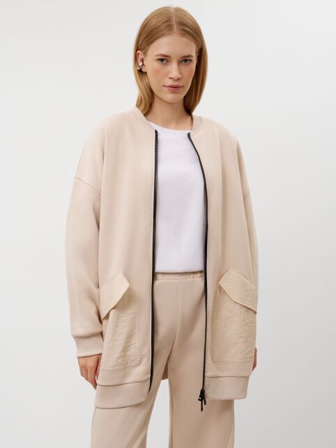 Удлинённый джемпер из футера на молнии LJ 3225 - купить в интернет-магазине Conte