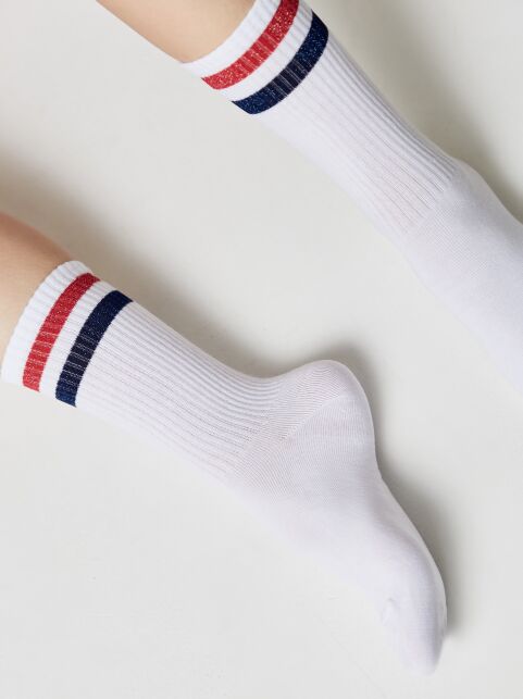 Удлиненные хлопковые носки ACTIVE с яркими полосками из люрекса - купить в интернет-магазине Conte