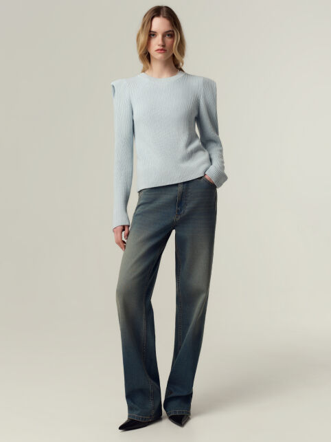 Джемпер полуприлегающего силуэта с акцентной линией плеч LDK2572 - купить в интернет-магазине Conte