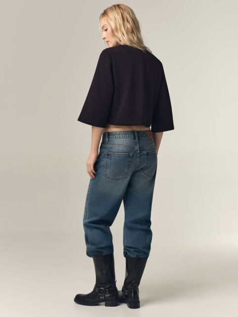 Укороченная футболка из футера c короткими рукавами до локтя LD 3386 - купить в интернет-магазине Conte