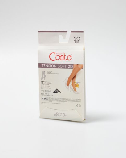 Тонкие эластичные женские гольфы TENSION SOFT 20 (1 пара в упаковке) цвет неро - купить в интернет-магазине Conte