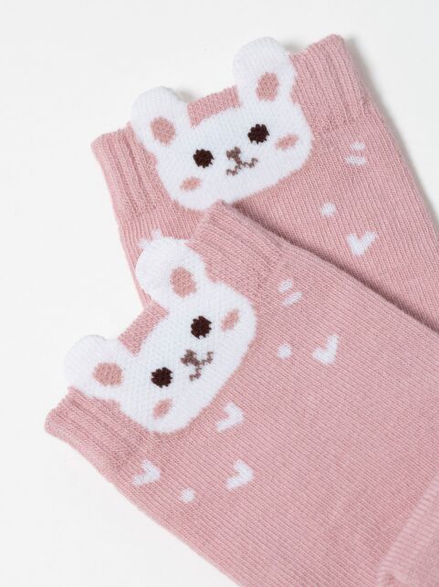 Пепельно-розовые носки из хлопка с декоративным 3D-пикотом “Rabbit” - купить в интернет-магазине Conte