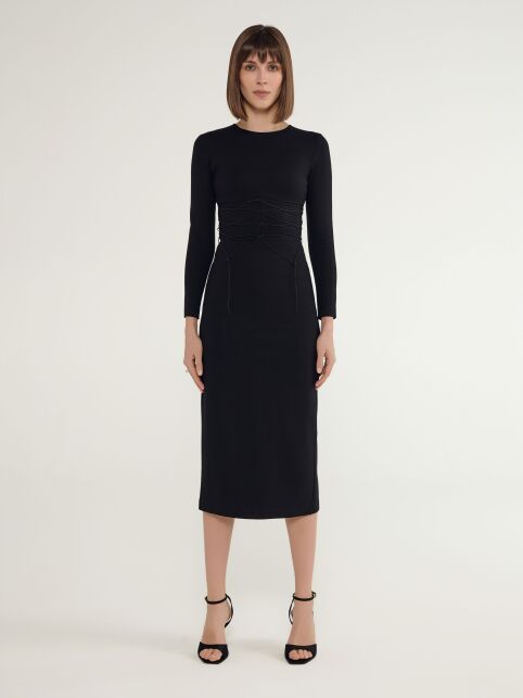 Платье из плотного эластичного полотна со шнуровкой по переду LPL 2921 - купить в интернет-магазине Conte
