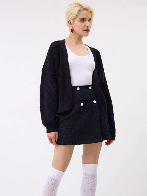 Юбка-mini черная на запах из твида LU 3274 - купить в интернет-магазине Conte