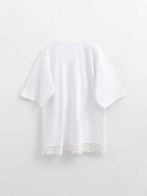Удлинённая футболка из хлопка с кружевом по низу LD 3083 - купить в интернет-магазине Conte