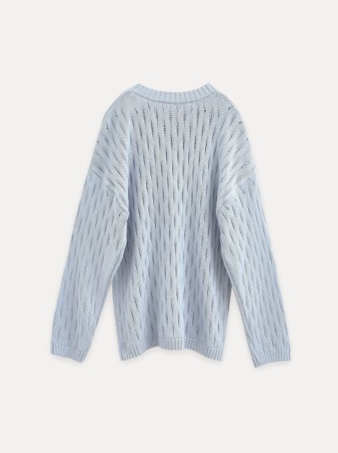 Ажурный джемпер свободного силуэта из пряжи с хлопком LDK 24119 - купить в интернет-магазине Conte