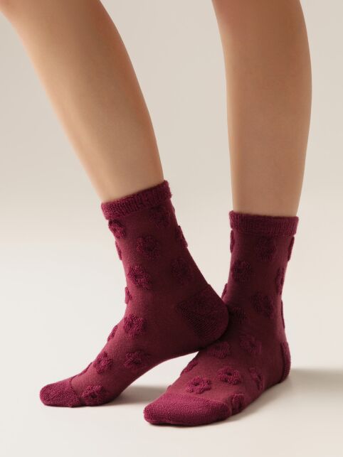 Махровые носки из хлопка с объемным рисунком «цветочки» COMFORT, модель 548 - купить в интернет-магазине Conte