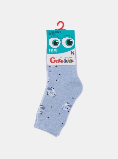 Махровые голубые носки SOF-TIKI с рисунком «котята» - купить в интернет-магазине Conte