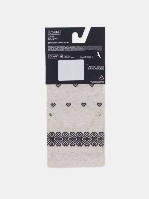 Носки из смесовой пряжи с хлопком и льном «Сердечки» - купить в интернет-магазине Conte