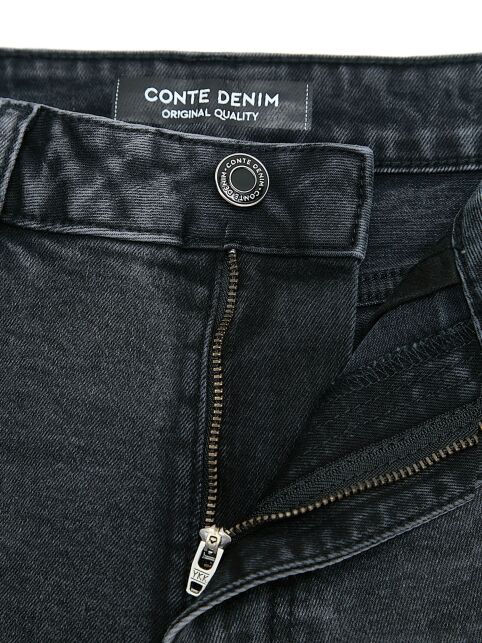 Чёрные джинсы mom с декоративными патами на талии СON-847 - купить в интернет-магазине Conte