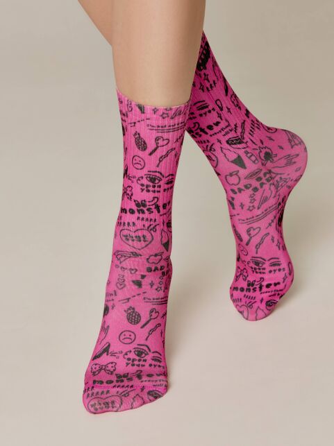 Удлиненные носки из лимитированной коллекции с рисунками "Signs" - купить в интернет-магазине Conte