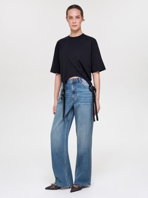 Футболка из хлопка с декоративными лентами LD 3446 - купить в интернет-магазине Conte