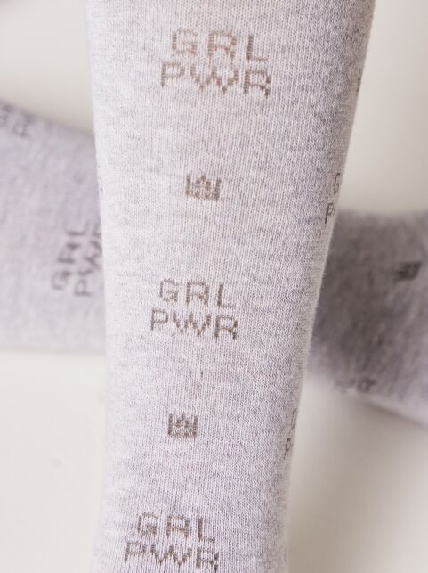 Колготки из хлопка с рисунками «GRL PWR» - купить в интернет-магазине Conte