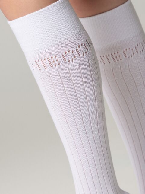 Гольфы из хлопка в ажурные ромбы и отсылкой к логотипу бренда, модель 006 - купить в интернет-магазине Conte