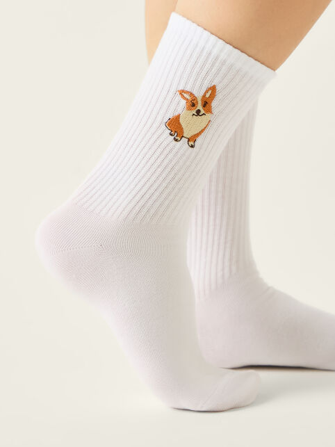 Хлопковые носки с вышивкой «Корги» из лимитированной коллекции BEST FRIENDS - купить в интернет-магазине Conte